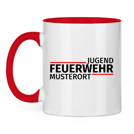 Tasse zweifarbig - Modern Jugendfeuerwehr [Personalisierbar]