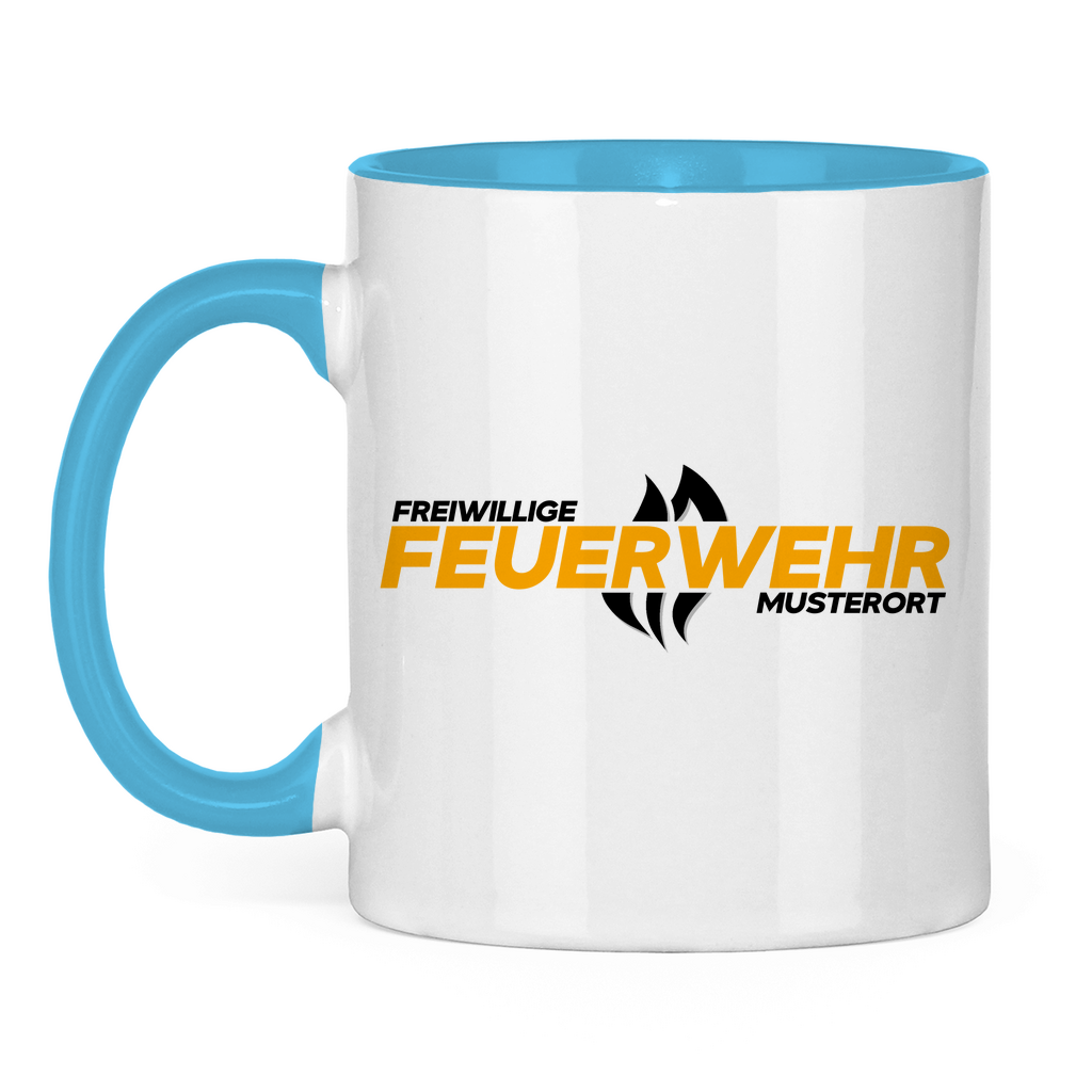 Tasse zweifarbig - Flamme Freiwillige Feuerwehr Gelb [Personalisierbar]