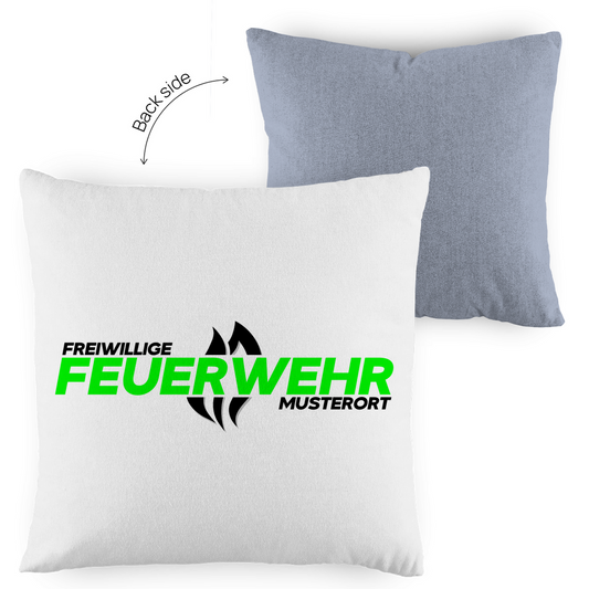 Kopfkissen zweifarbig - Flamme Freiwillige Feuerwehr Grün [Personalisierbar]