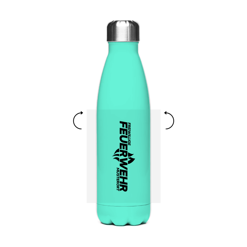 Edelstahl-Thermoflasche - Flamme Freiwillige Feuerwehr Schwarz [Personalisierbar]