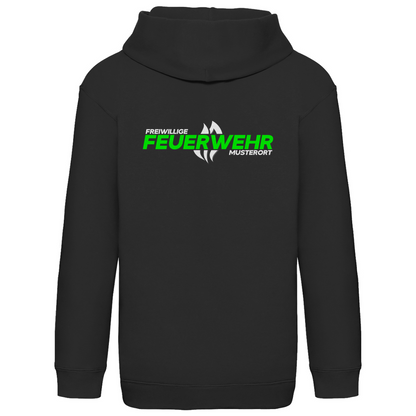 Kinder Hoodie - Flamme Freiwillige Feuerwehr Grün [Personalisierbar]