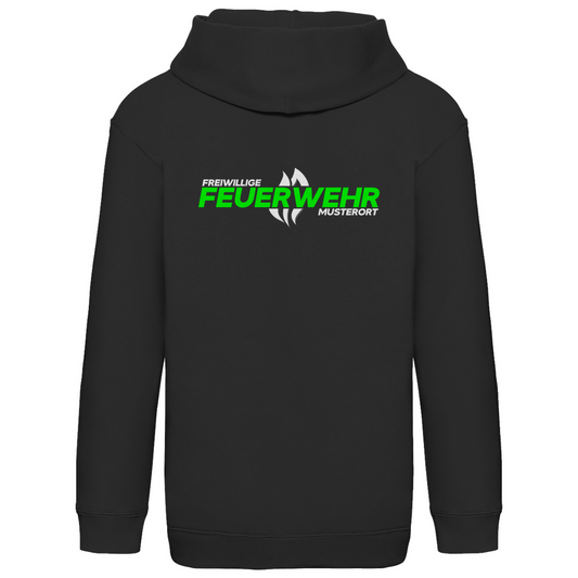 Kinder Hoodie - Flamme Freiwillige Feuerwehr Grün [Personalisierbar]