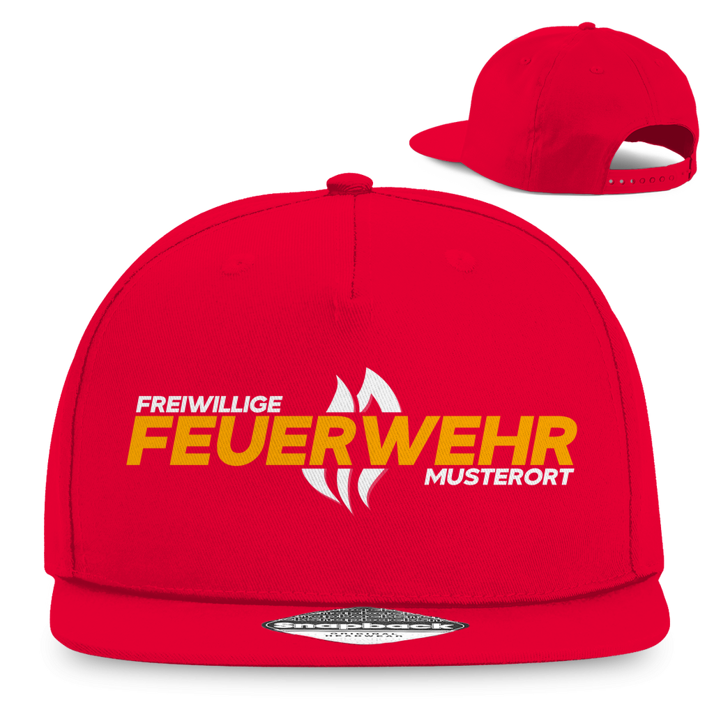 Snapback Rapper Cap - Flamme Freiwillige Feuerwehr Gelb [Personalisierbar]
