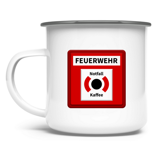 Emaille Tasse - Brandmelder Notfallkaffee
