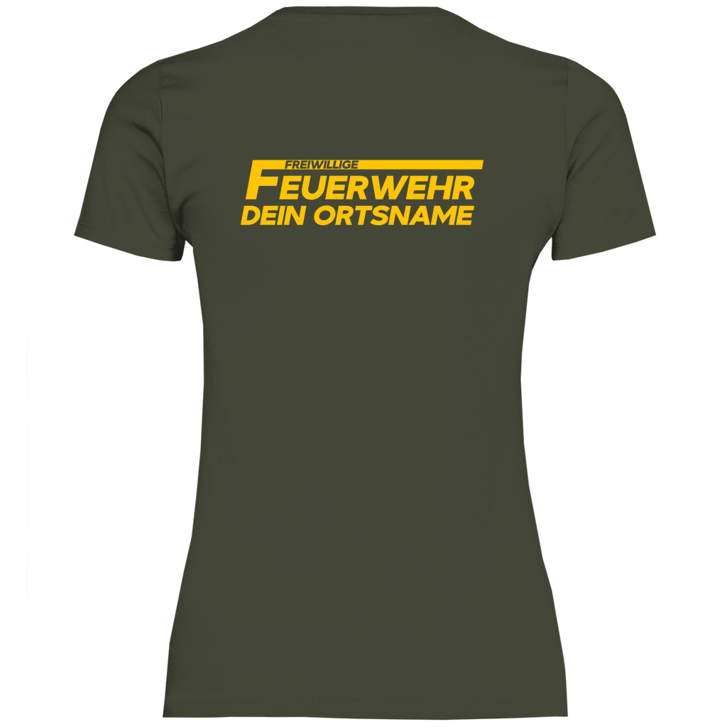 Damen T-Shirt - Freiwillige Feuerwehr Gelb (Personalisierbar)