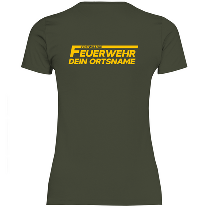 Damen T-Shirt - Freiwillige Feuerwehr Gelb (Personalisierbar)