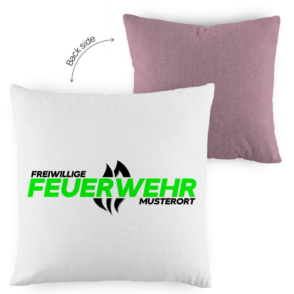 Kopfkissen zweifarbig - Flamme Freiwillige Feuerwehr Grün [Personalisierbar]