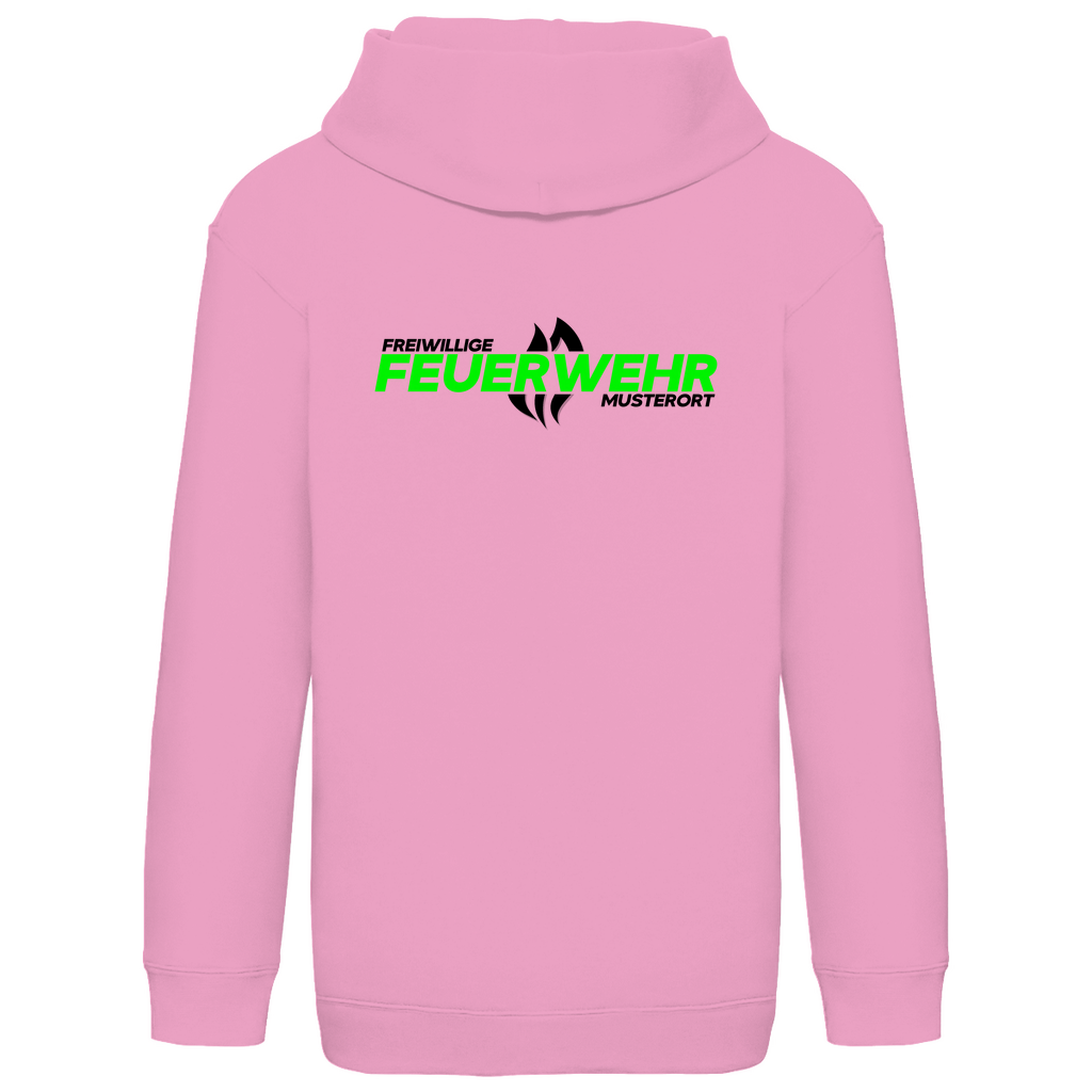 Kinder Hoodie - Flamme Freiwillige Feuerwehr Grün [Personalisierbar]