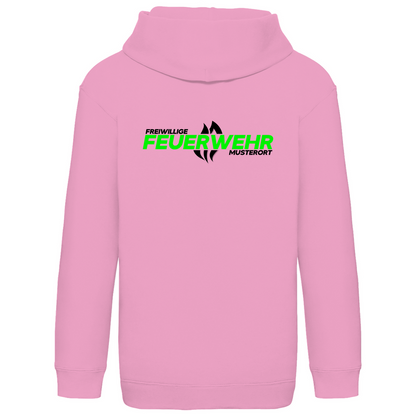 Kinder Hoodie - Flamme Freiwillige Feuerwehr Grün [Personalisierbar]