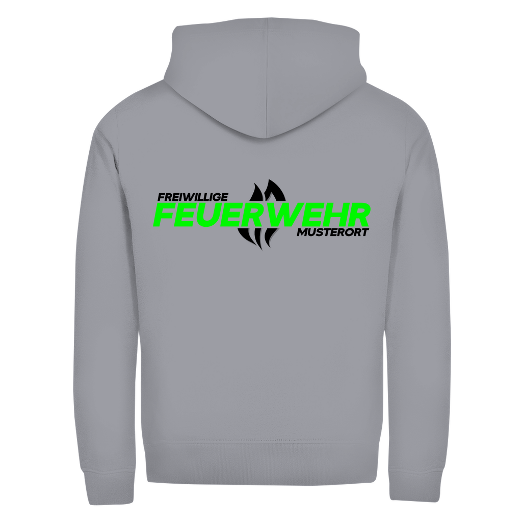 Unisex Zipper Hoodie - Flamme Freiwillige Feuerwehr Grün [Personalisierbar]