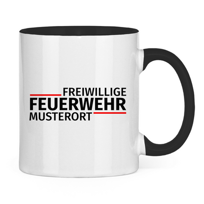 Tasse zweifarbig - Modern Freiwillige Feuerwehr [Personalisierbar]