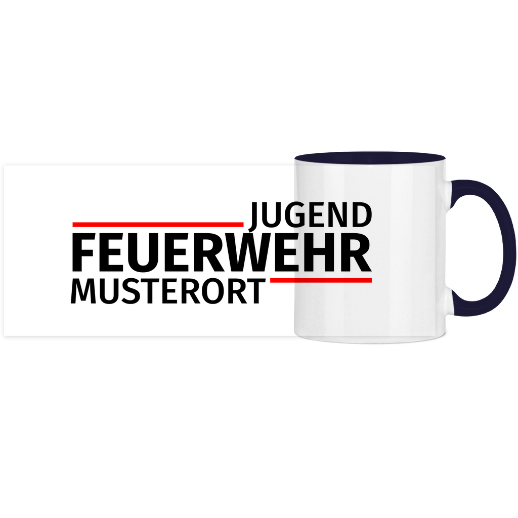 Panorama Tasse zweifarbig - Modern Jugendfeuerwehr [Personalisierbar]