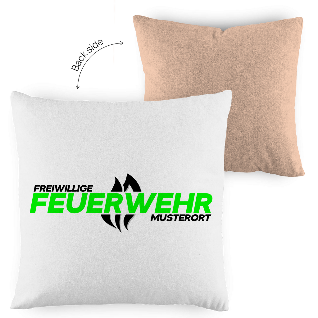 Kopfkissen zweifarbig - Flamme Freiwillige Feuerwehr Grün [Personalisierbar]