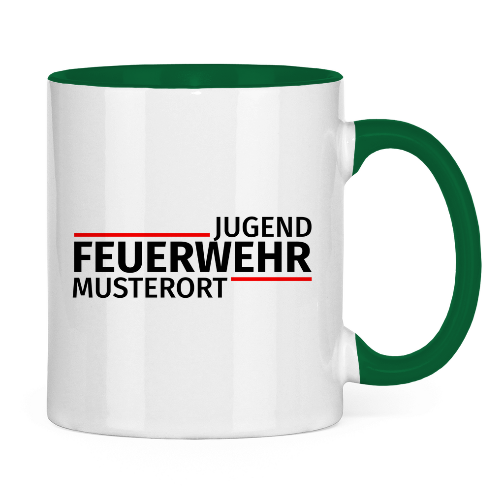 Tasse zweifarbig - Modern Jugendfeuerwehr [Personalisierbar]