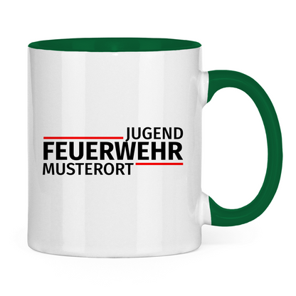 Tasse zweifarbig - Modern Jugendfeuerwehr [Personalisierbar]