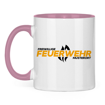 Tasse zweifarbig - Flamme Freiwillige Feuerwehr Gelb [Personalisierbar]