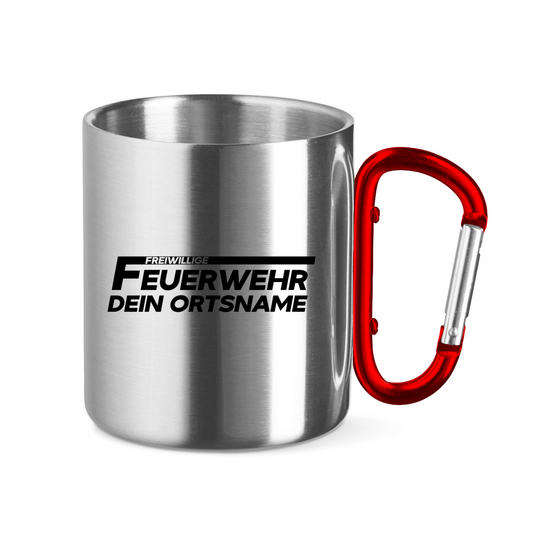 Edelstahltasse mit Karabinergriff - Freiwillige Feuerwehr [Personalisierbar]