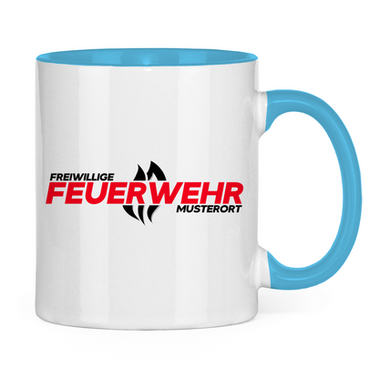 Tasse zweifarbig - Flamme Freiwillige Feuerwehr Rot [Personalisierbar]