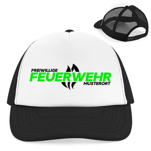 Retro Trucker Cap - Flamme Freiwillige Feuerwehr Grün [Personalisierbar]