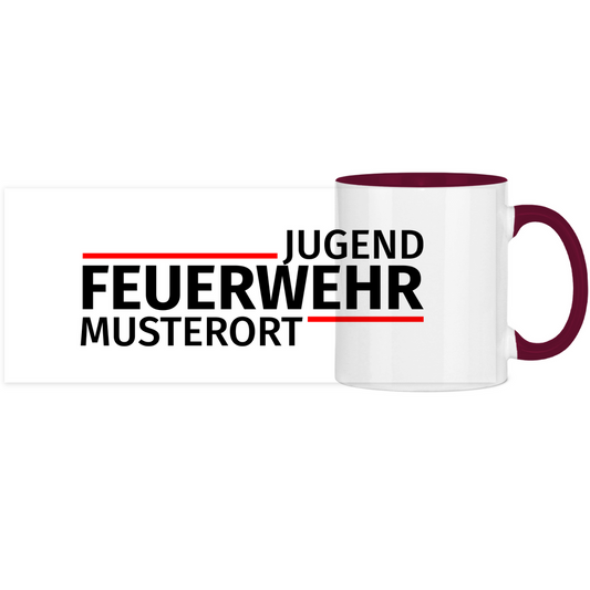 Panorama Tasse zweifarbig - Modern Jugendfeuerwehr [Personalisierbar]