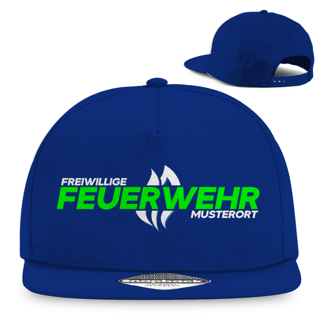 Snapback Rapper Cap - Flamme Freiwillige Feuerwehr Grün [Personalisierbar]