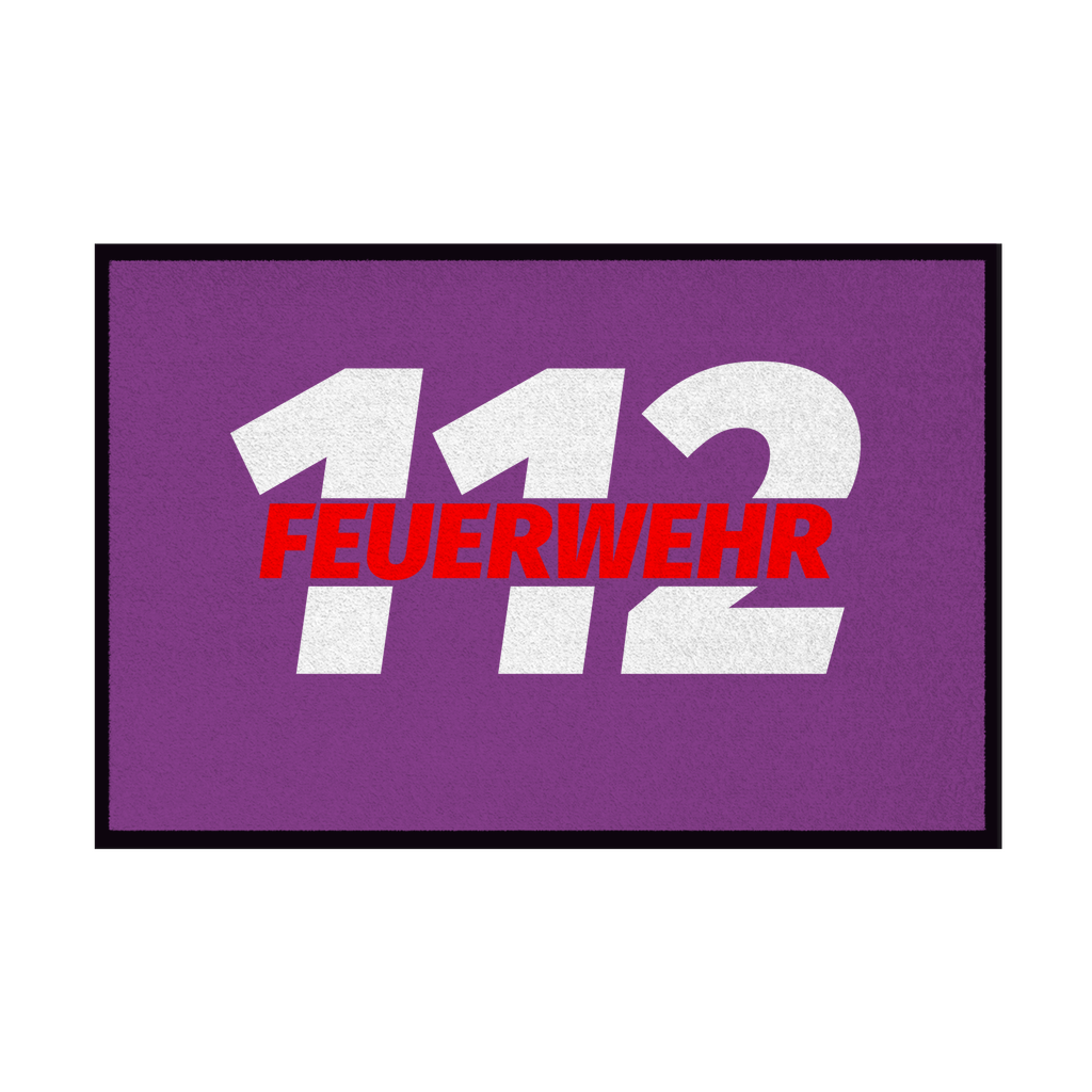 Fußmatte mit Gummirand - 112 Feuerwehr Rot