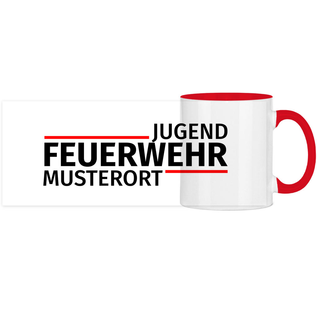Panorama Tasse zweifarbig - Modern Jugendfeuerwehr [Personalisierbar]