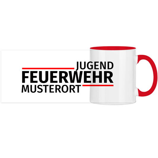 Panorama Tasse zweifarbig - Modern Jugendfeuerwehr [Personalisierbar]
