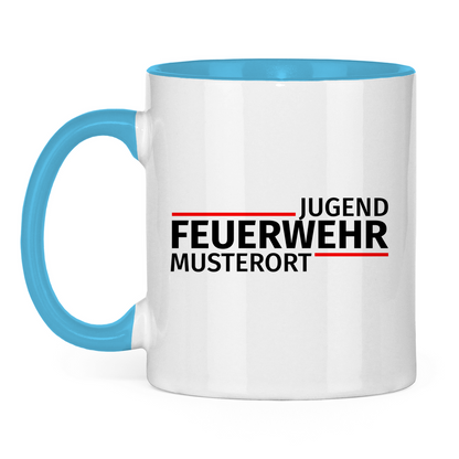 Tasse zweifarbig - Modern Jugendfeuerwehr [Personalisierbar]