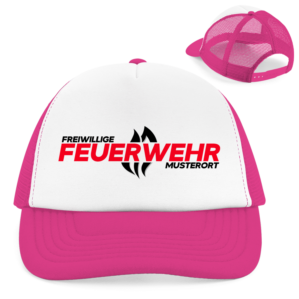 Retro Trucker Cap - Flamme Freiwillige Feuerwehr Rot [Personalisierbar]