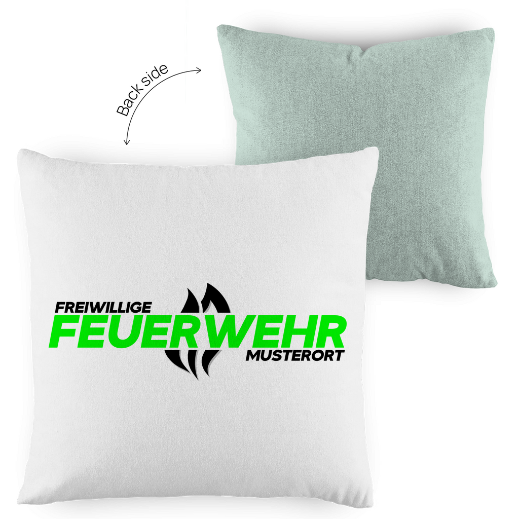Kopfkissen zweifarbig - Flamme Freiwillige Feuerwehr Grün [Personalisierbar]