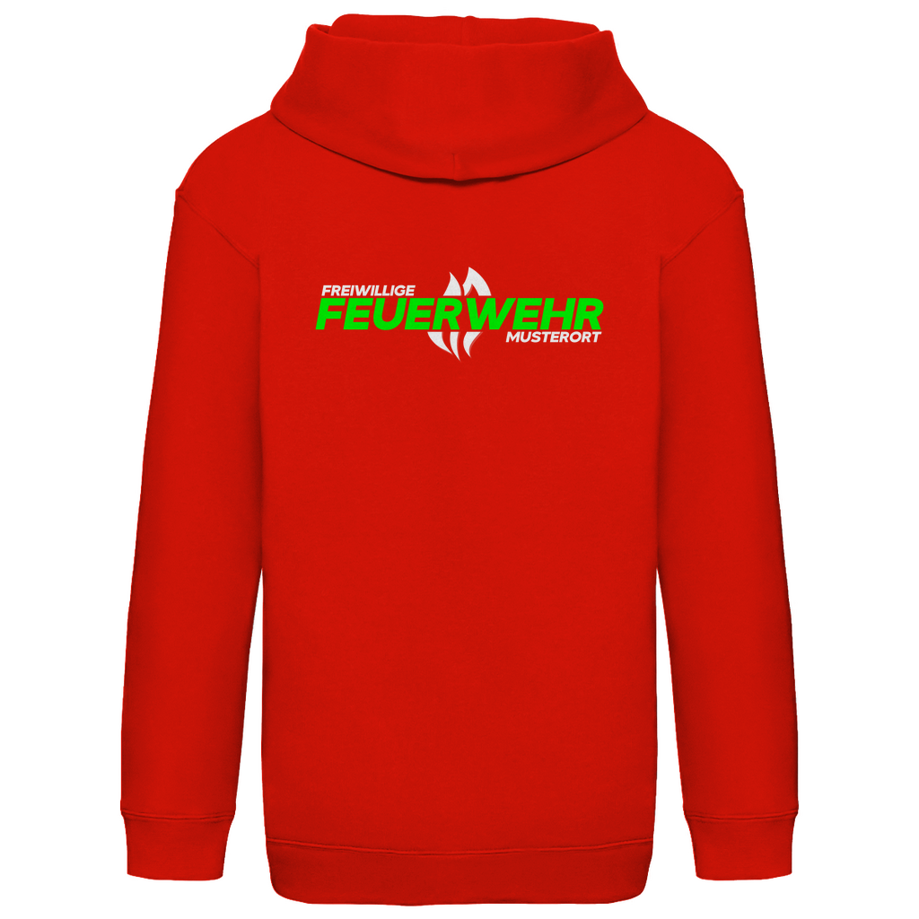 Kinder Hoodie - Flamme Freiwillige Feuerwehr Grün [Personalisierbar]