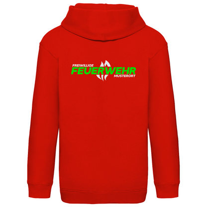Kinder Hoodie - Flamme Freiwillige Feuerwehr Grün [Personalisierbar]