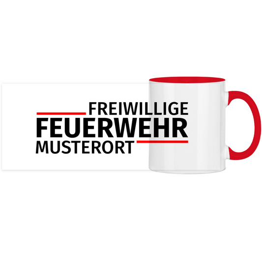 Panorama Tasse zweifarbig - Modern Freiwillige Feuerwehr [Personalisierbar]