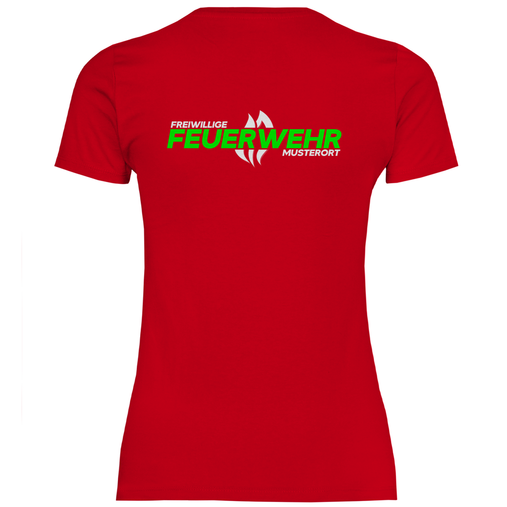 Damen T-Shirt - Flamme Freiwillige Feuerwehr Grün [Personalisierbar]