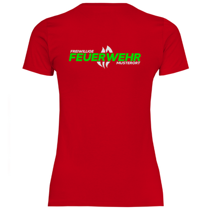 Damen T-Shirt - Flamme Freiwillige Feuerwehr Grün [Personalisierbar]