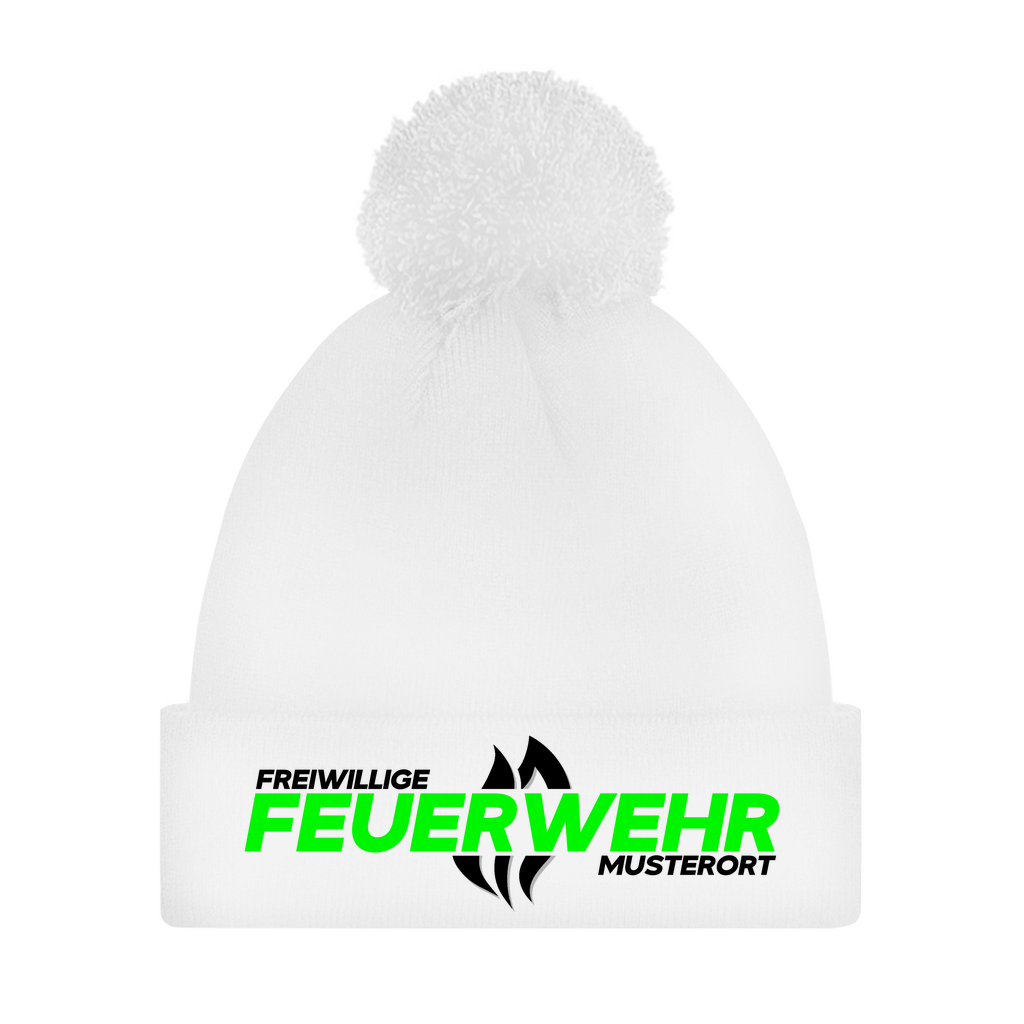 Bommelmütze - Flamme Freiwillige Feuerwehr Grün [Personalisierbar]