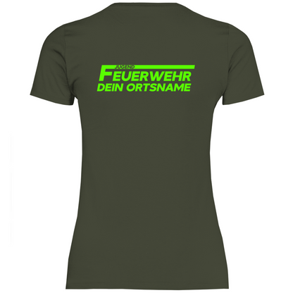 Damen T-Shirt - Jugendfeuerwehr Grün [Personalisierbar]