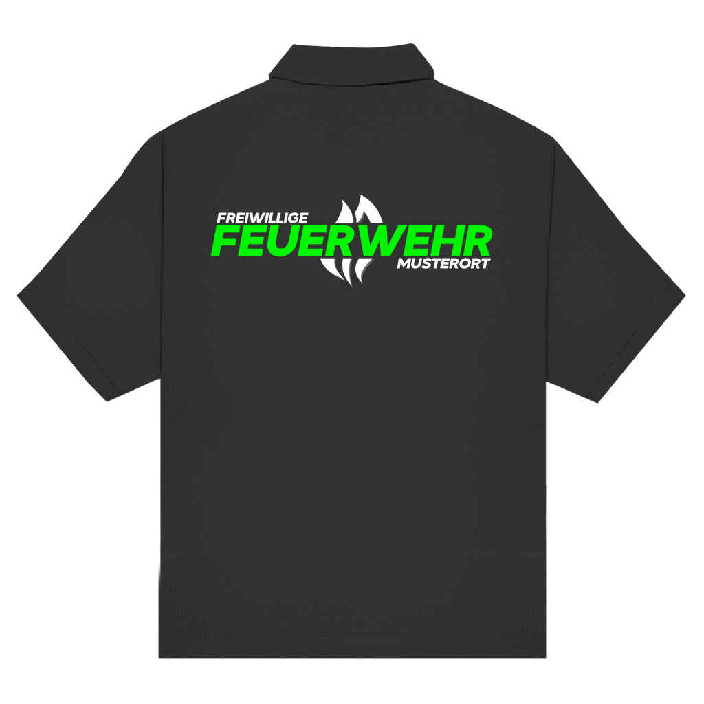 Unisex Poloshirt - Flamme Freiwillige Feuerwehr Grün [Personalisierbar]