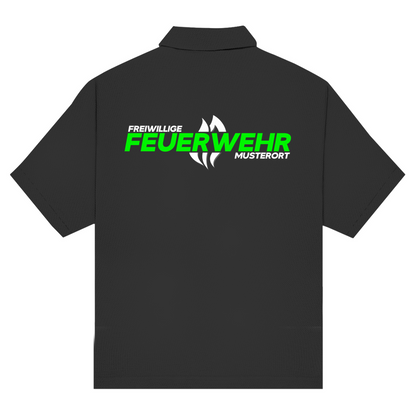 Unisex Poloshirt - Flamme Freiwillige Feuerwehr Grün [Personalisierbar]