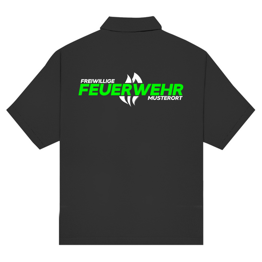 Unisex Poloshirt - Flamme Freiwillige Feuerwehr Grün [Personalisierbar]