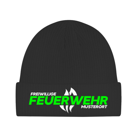 Beanie - Flamme Freiwillige Feuerwehr Grün [Personalisierbar]