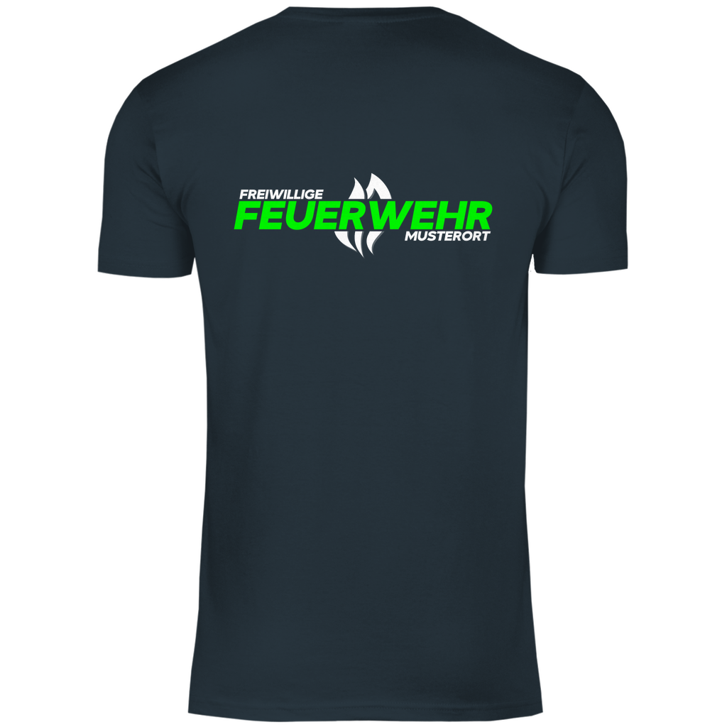 Herren T-Shirt - Flamme Freiwillige Feuerwehr Grün (Personalisierbar)