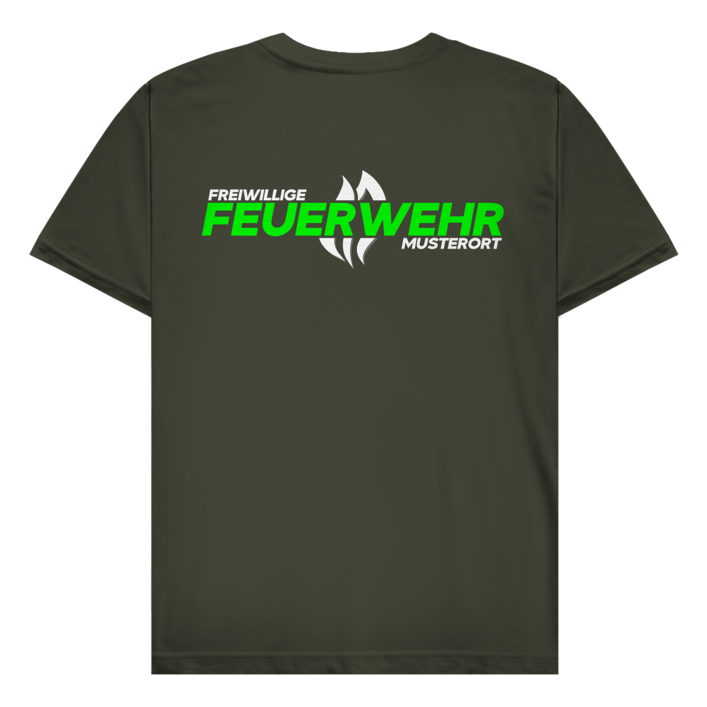 Herren T-Shirt - Flamme Freiwillige Feuerwehr Grün [Personalisierbar]