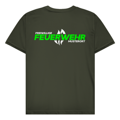 Herren T-Shirt - Flamme Freiwillige Feuerwehr Grün [Personalisierbar]