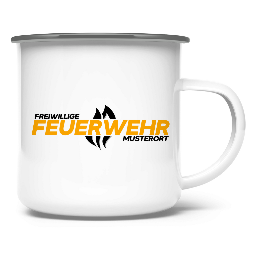 Emaille Tasse - Flamme Freiwillige Feuerwehr Gelb [Personalisierbar]