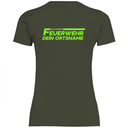 Damen T-Shirt - Freiwillige Feuerwehr Grün [Personalisierbar]