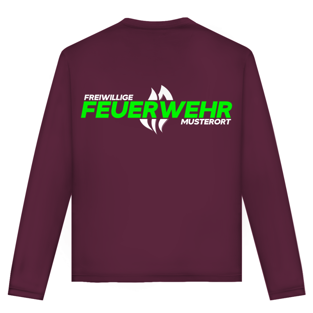 Unisex Langarmshirt - Flamme Freiwillige Feuerwehr Grün [Personalisierbar]