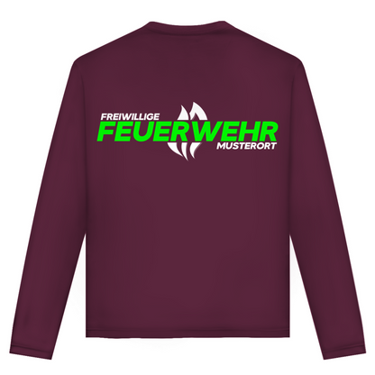 Unisex Langarmshirt - Flamme Freiwillige Feuerwehr Grün [Personalisierbar]