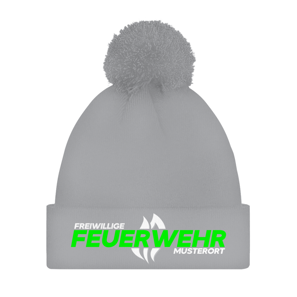 Bommelmütze - Flamme Freiwillige Feuerwehr Grün [Personalisierbar]